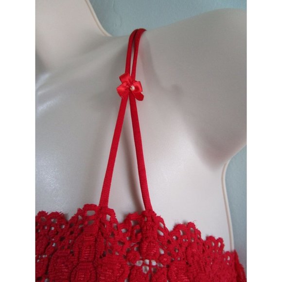 Vanity Fair Baby Doll Red Stretch Lace Bodice Large USA Made Size Large Vintage - Picture 4 of 16